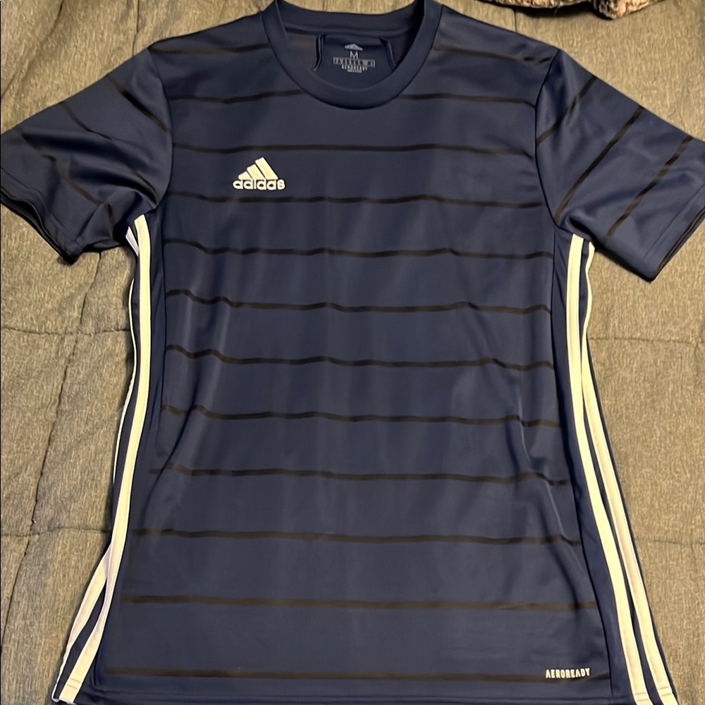 Adidas Navy Striped T-Shirt